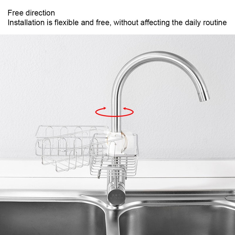 2Pcs Faucet Storage Rack Stainless Steel Sink Caddy Organizer Soap