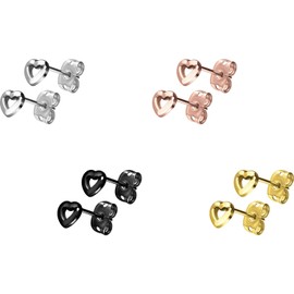 FILANGO 1 Pair Titanium Stud Earrings, Heart, Earring Jewellery, Choice of Colours, Titanium