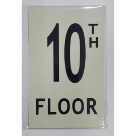 Buildingsigns.com Floor number TEN (10) Sign HEAVY DUTY / GLOW IN THE DARK "FLOOR NUMBER" SIGN HEA
