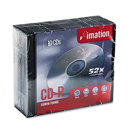 Imation IMN17332 CD Recordable Media, CD-R, 52x, 700 MB, 10 Pack Jewel Case