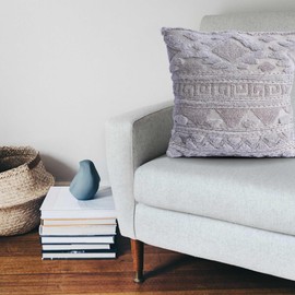 Greek Key Tufted Cotton Pillow Cover 18x18 – 100% Cotton & Lurex Designer Throw Pillow Cover – Luxury Decorative Accent for Sofa, Couch, Bed & Modern Coastal Grandmillennial Home Décor.