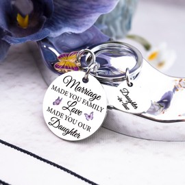 Cxulquvs Daughter In Law Keychain Gifts from Mother In Law Happy Birthday Wedding Christmas Gifts for Future Daugher-In-Law