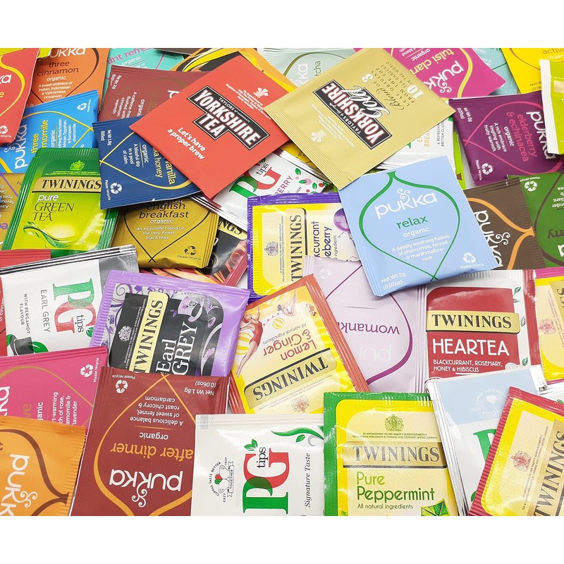 Assorted Individually Wrapped Enveloped Tea Bags Unique Mix Hamper Set