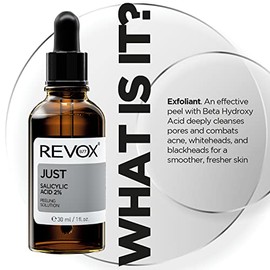REVOX B77 - Just Salicylic Acid 2%, 30 ml, Sérum Ácido Salicílico, Peeling Facial, para Piel Grasa, Mixta y con Tendencia Acneica, Exfoliante que Limp
