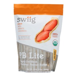 swiig PB Lite 2lb - Low-Calorie, 5g Protein, No Added Sugar - Mix in Protein Shakes and Smoothies - Low Carb - Made from Real Roasted Peanuts