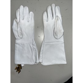Gloves007 Men's Genuine Leather Long Cuff Gloves, Medieval White Large