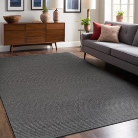LuuL Home Non Slip Gray Solid Rubber Back Thing Rug for Living Room 8x10 Area Rugs for Kitchen, Rugs for Bedroom, Stain Resistant Easy Cleaning Non Shedding Carpet Gray 8 x 10