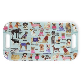 Boston International Melamine Serving Tray with Handles, 15" X 8", Hot Dogs