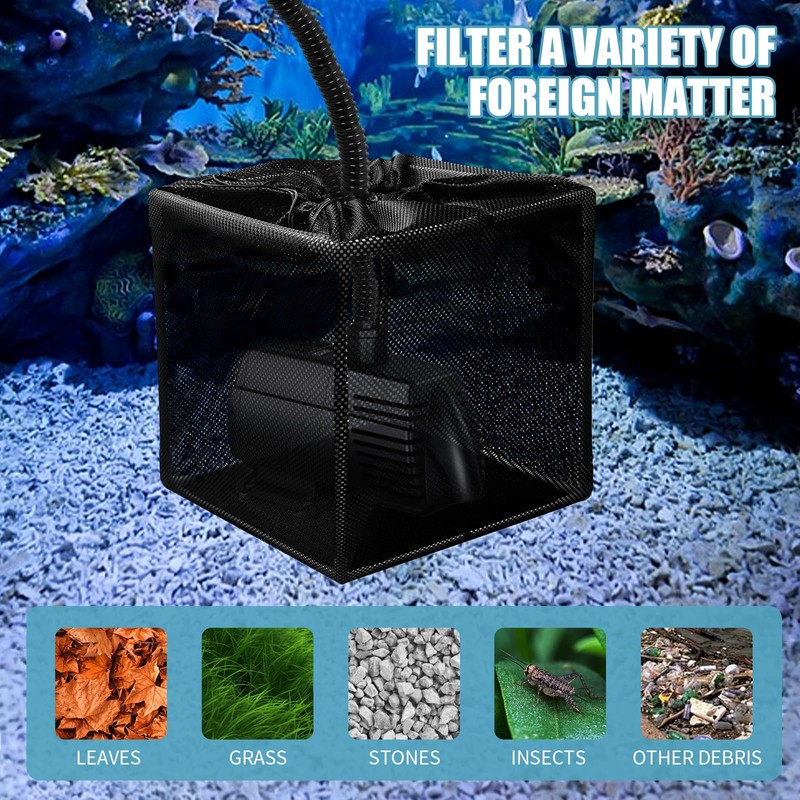 10 Inch Pond Filter Box,Pond Pump Filter Bag,Anti-Clogging Pond Filter,Suitable
