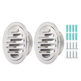 PATIKIL 4 Inch Round Air Vents, 2 Pcs Outlet Vents Cover Bulk Cover 304 Stainless Steel Louver Grille Cover Ducting Air Ventilation Wall Vent Cover for Ceiling Mount Bathroom Vent, Silver