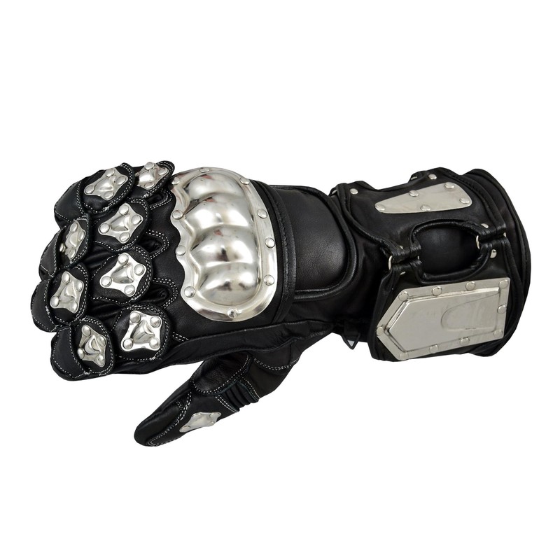 NORMAN Stainless Steel 100% Genuine Leather Motorcycle Waterproof Gloves -