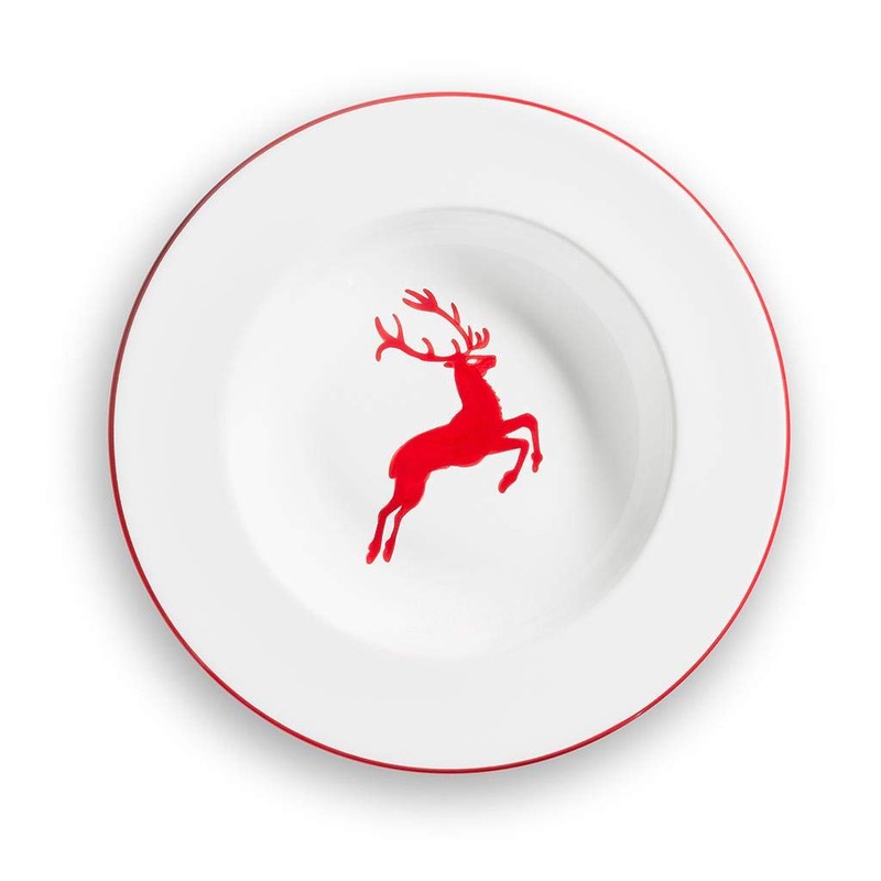 GMUNDNER KERAMIK Soup Plate, Deer Ruby, 9.4-Inch