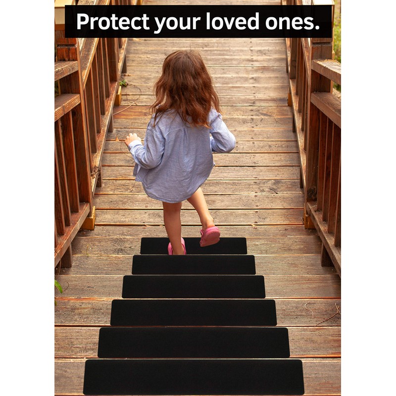 6”x30” Stair Treads Non-Slip Outdoor Tape – (10-Pack) Black Anti-Slip