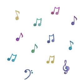 Stickerscape Watercolour Musical Notes Wall Sticker Pack | Perfect for A Childs Bedroom, Playroom Or Nursery | Easy to Apply | Educational Wall Stickers