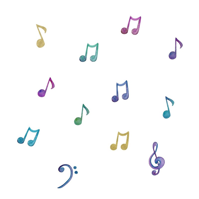Stickerscape Watercolour Musical Notes Wall Sticker Pack | Perfect for