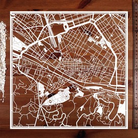 Firenze Paper Cut Map by O3 Design Studio White 30x30 cm Paper Art
