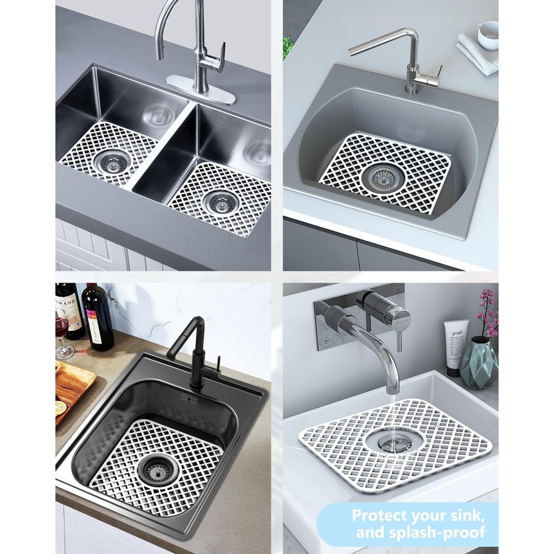 BEHOK 2 Pack Silicone Sink Protector for Kitchen Sink, Trellis
