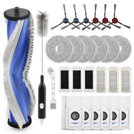 27 Pack Replacement Accessories for ECOVACS DEEBOT T30S Combo/T30S Combo Complete Robot Vacuum 1 Main Brush 6 Side Brushes 6 Hepa Filters 6 Dust Bags 6 Mop Pads 2 Cleaning Brushes