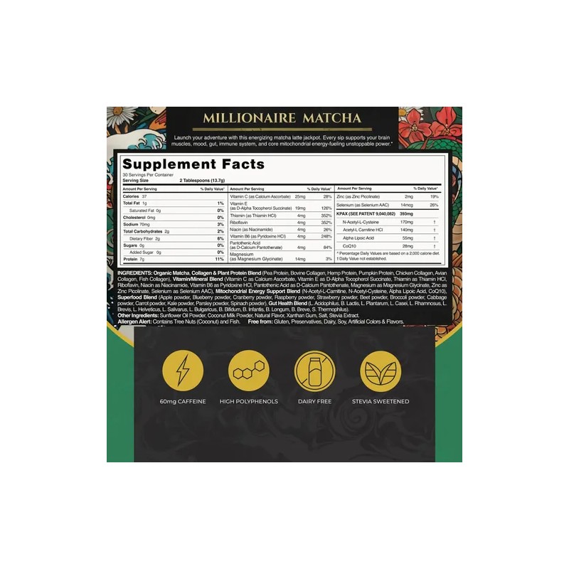 Matcha Orgánico Millionaire Matcha Ceremonial Grade Organic Matcha, 14.5 oz