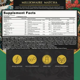Matcha Orgánico Millionaire Matcha  Ceremonial Grade Organic Matcha, 14.5 oz                                                                          