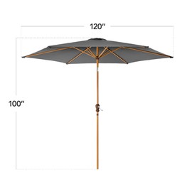 Best Choice Products 10ft Market Umbrella, Outdoor Sun Shade for Backyard, Deck, Poolside, Table w/Woodgrain Pattern, Easy Tilt & Crank - Gray