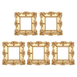 sourcing map 5 Pcs Vintage Resin Picture Frames, 2'' x 1.5'' Mini Picture Frames Oval Rectangle Wall Hanging Frames Display Frame Photo Holder for Home Wall Jewelry Display Hotel Decor, Gold
