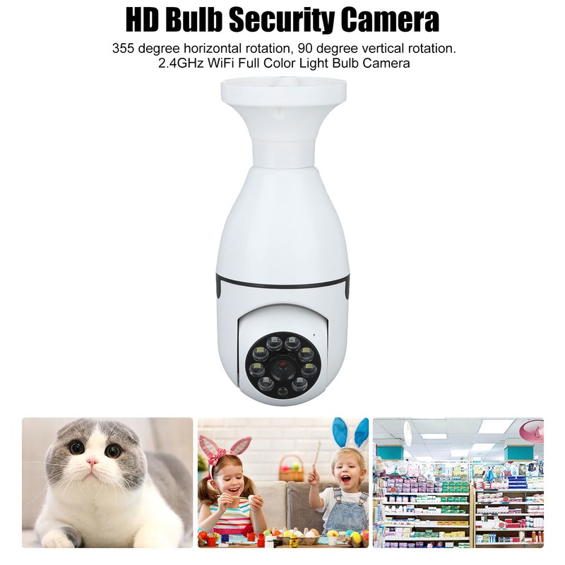1080P Bulb Security Cameras Wireless 2.4GHz WiFi Full Color Light