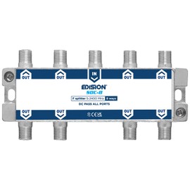 EDISION SDC-8 SAT Splitter 8-Way Suitable for TV, Satellite, Cable TV, Radio, Unicable, Frequency Range 5-2400 MHz, DVB-S2, DVB-T2, DVB-C, DC Passage, 8-Way
