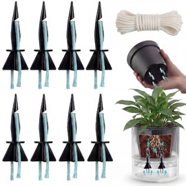 Singhoow 8 Pack Self Watering Spikes for Indoor Outdoor Plants, Automatic Plant Watering Stakes with 32.8ft Capillary Wick Rope, DIY Vacation Waterer for Potted Plant Seedling Garden Pot (Small)
