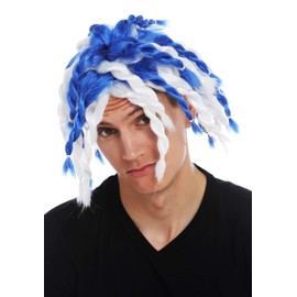 WIG ME UP - 69007-P68-C3 Wig Carnival Fan Wig Men Women Blue White Braided Rasta Dreadlocks Shoulder Length