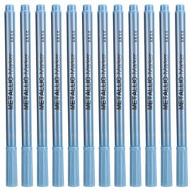 12Pcs Metallic Marker Paint Pen Single Color Permanent Ink Ultra Fine Point Tip Art SuppliesBlue
