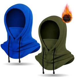 Winter Ski Mask Fleece Hood Hat Face Mask Men Women Warm Face Cover for Cold Weather Gear - Color: Blue