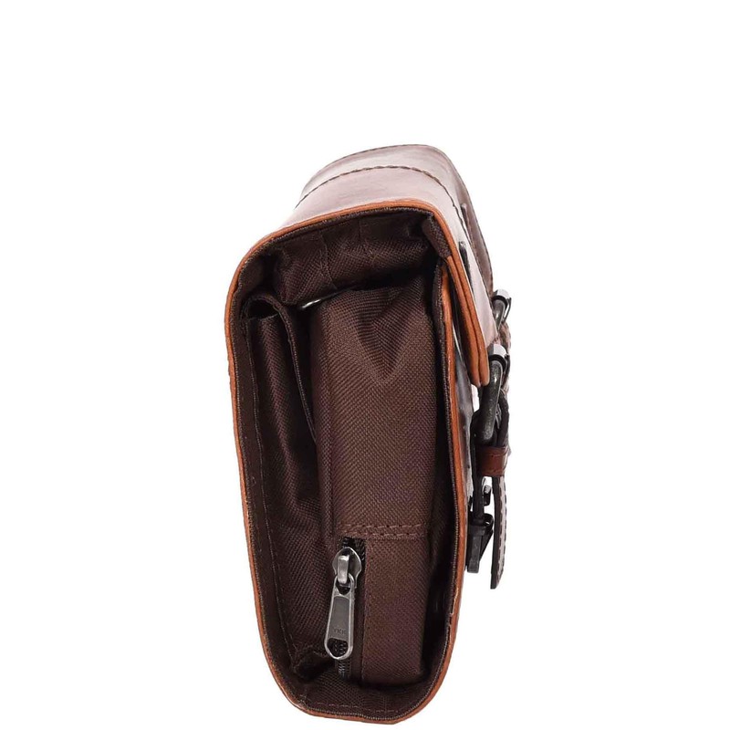 Mens Leather Toiletry Bag Hanging Cosmetic Shaving Kit Travel Bag,