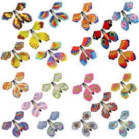 20pcs Flying Butterfly Cards Rubber Band Powered Wind up Butterfly Toy for Birthday Wedding Greeting Cards Sensory Development Wind up Flying Paper Butterflies Set
