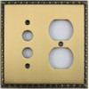 Egg & Dart Antique Brass Two Gang Combo Switch Plate