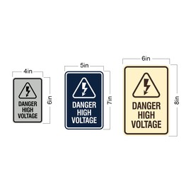Signs ByLITA Portrait Round Danger high voltage Sign (Brushed Gold) - Large