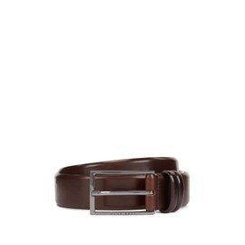 Boss Men's Carmello Belt made of Vegetable-tanned Leather with Metal Details (Carmello) - Brown (dark brown 202), size: 110