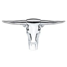C2W Chrome Long Horn Bull Hood Ornament