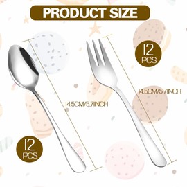 LOMUG Teelöffel 12 Stück und Kuchengabeln 12 Stück Set, 24 Stück Kaffeelöffel und Kuchengabeln Set, Kleine Löffel und Kleine Gabeln Edelstahl für Hause/Restaurant/Hotel, Spülmaschinenfest