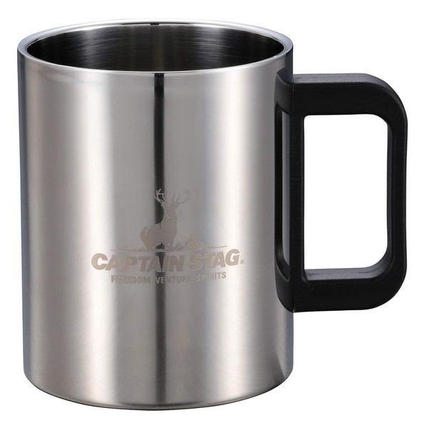 Captain Stag UH-2010 Outdoor Cup, Mug, Tumbler, 16.1 fl oz (470 ml), Double Stainless Steel, Hollow Double Wall Construction, Stainless Steel
