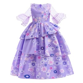 Lito Angels Encanto Isabella Purple Flower Dress Costume Fancy Dress for Children Girls Size 6-7 Years 122 (Tag Number 130)