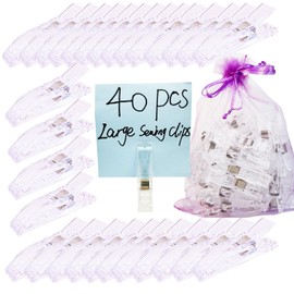 Sewing Clips Quilting Clips Assorted Colors Quilt Clips Multipurpose Fabric Clips for Sewing Supplies, Quilting Accessories Crafting Tools, Photo Clips, Clothespins Clip (40 Large Clips-Clear Color)