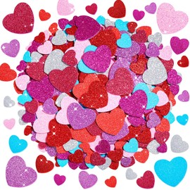 928 Pcs Valentines Heart Stickers, 8 Colors & 3 Sizes Self-Adhesive Glitter Foam Heart Stickers Perfect for Valentine Crafts for Kids DIY Cards Scrapbook and Valentine's Day Decorations