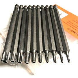 GOBEST magnetic security torx screwdriver bits set 10 pcs extra long 100mm, T8 - T45, torx tamper proof (GB-0028)