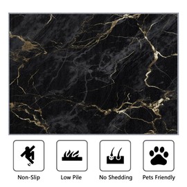 SherAvant Area Rugs 5x7 - Marble Rug, Abstract Luxury Contemporary Black White Gold Bedroom Rugs, Shed Resistant Pet Friendly Indoor Carpet, Soft Anti-Slip Thin Rug for Living Room Rug Hallway