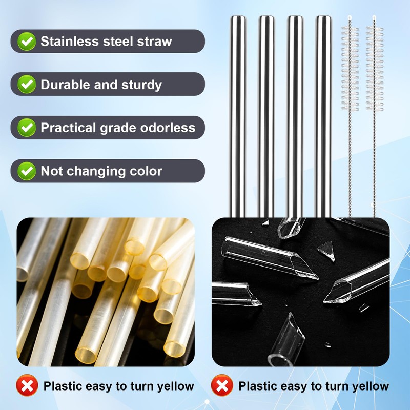 2Pcs Replacement Metal Straws for Ninja BlendBOSS