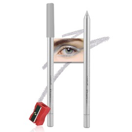 Kaely Lpiz delineador de ojos de gel para mujer, delineador de ojos plateado, impermeable, a prueba de manchas con sacapuntas, delineador de ojos...  