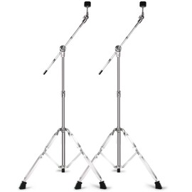 Seteol 2 Pack Boom Cymbal Stand, Adjustable Cymbal Stand for Drum Hardware Percussion Mount Holder Gear Set Drum Hardware Set for Mounting Crash, Ride, Splash Cymbals, Double Braced Legs with Rubber Feet