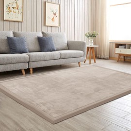 COLLACOCO 79*118*1.2 Memory Foam Baby Play Mat– Soft, Anti-Slip, Pet-Friendly, Stain-Resistant – Coral Velvet ideal for Kids,Infants,Toddlers, Bedroom, Living Room, Picnic, Yoga & Pet Rest (Beige)