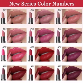 Lipstick Matte 6 Pcs Set,Nude beige Dusty Rose Pink Mauve Velvet Lipstick for Women Long Lasting Waterproof 24 Hours Lip Stick Lip Stain Makeup Gift Sets,labiales mate 24 horas originales